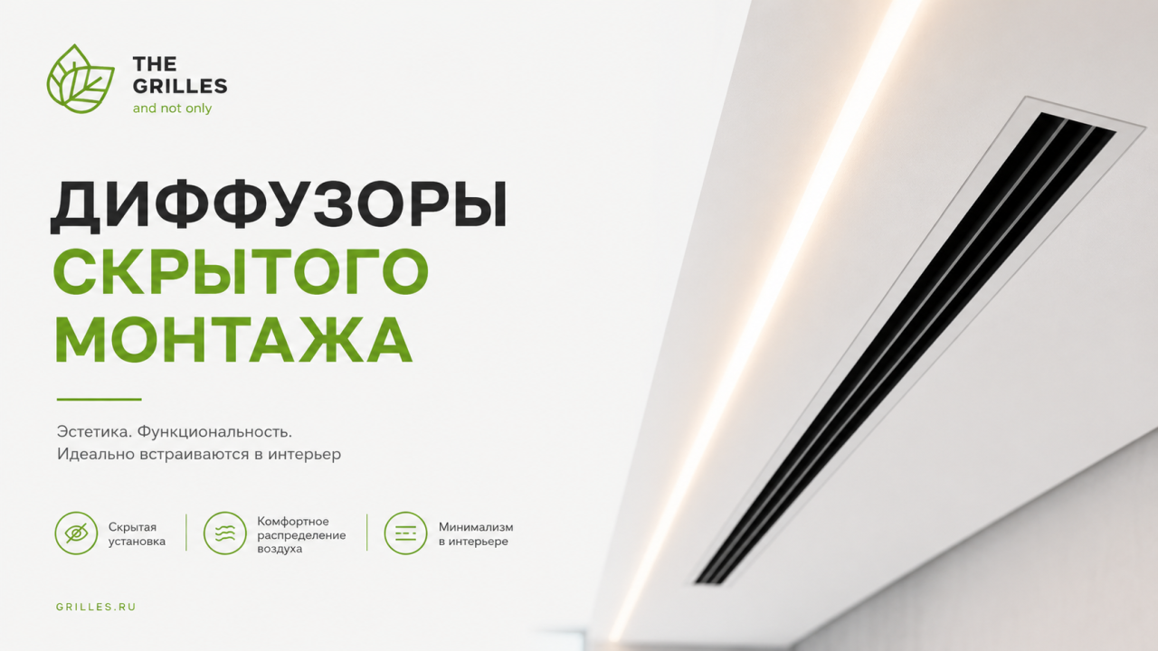 Диффузоры скрытого монтажа для систем вентиляции